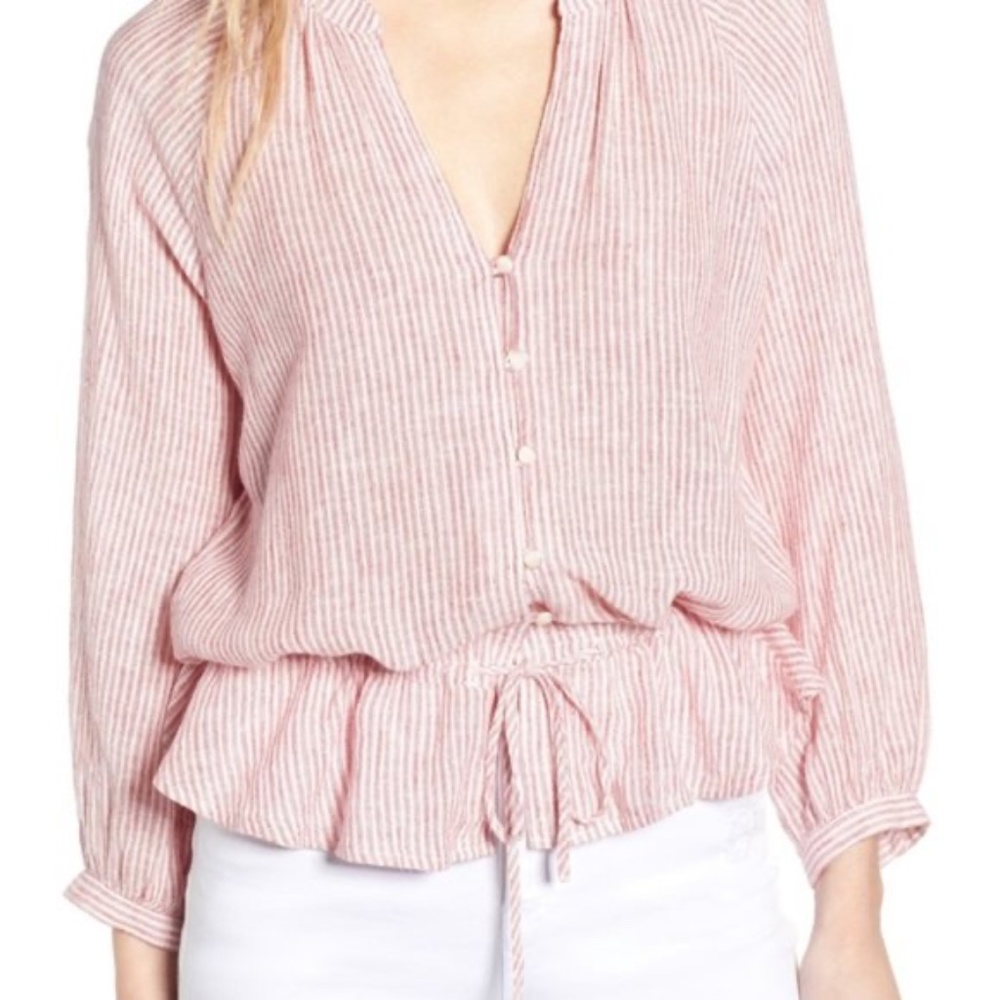 Rails Marti Scarlet Striped Drawstring Waist Top - image 2